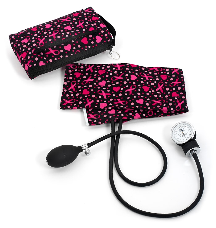  Adult Aneroid Sphygmomanometer  Ribbons and Hearts Black