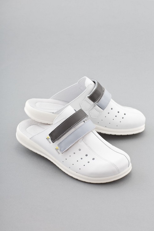 Soft Leather Nursing Shoe White and Grey Size 41    