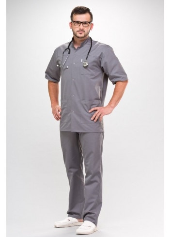 Mens Healthcare Work Tunic In Gray Large 
