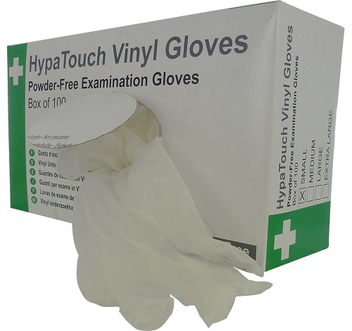HypaTouch Powder-Free Vinyl Gloves Medium Box of 100			